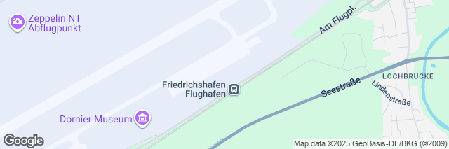 Google Maps Friedrichshafen Airport, im Flughafenterminal Am Flugplatz 64, Friedrichshafen, 88046, Germany